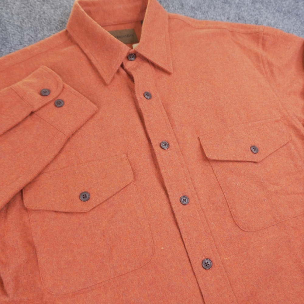 St. John's Bay Chamois‎ Shirt Mens Small Orange Cotton Flannel Button Down New